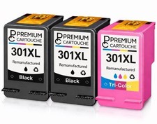 Pack de 3 Cartouches compatible pour HP 301XL Noir & Couleur Premium Cartouche