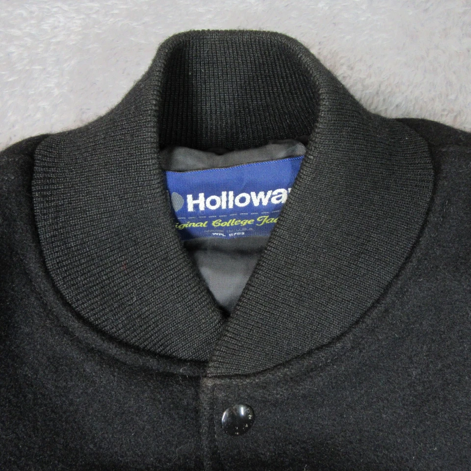 Винтажный Holloway Varsity куртка мужская XL черный серый Snap Bomber шерсти AC Delco - Изображение 2 из 4