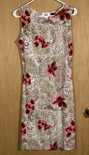 Vtg Y2K 90s Women's Sz M Semi-Sheer Slip Dress Red Pink Floral Animal Print