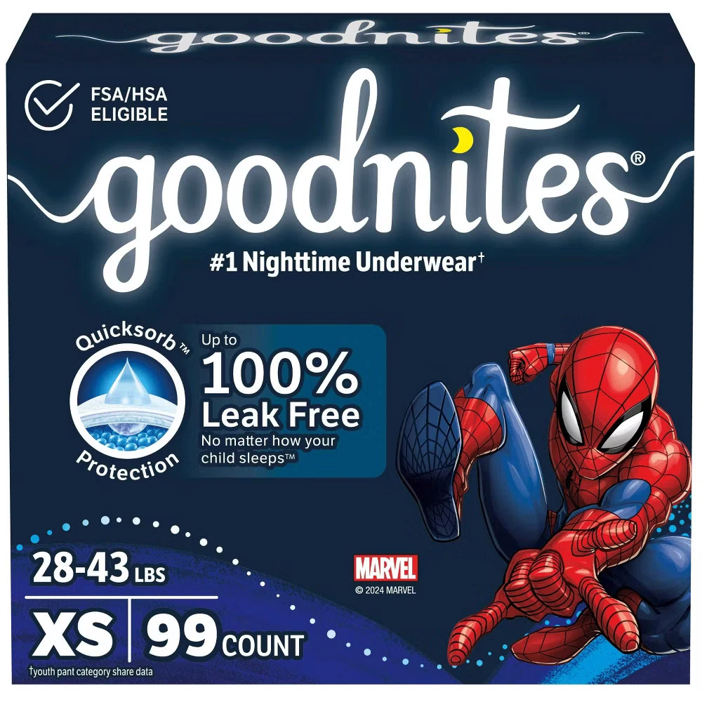 Goodnites Boys' Disposable Nighttime Underwear -Size XS - 99ct