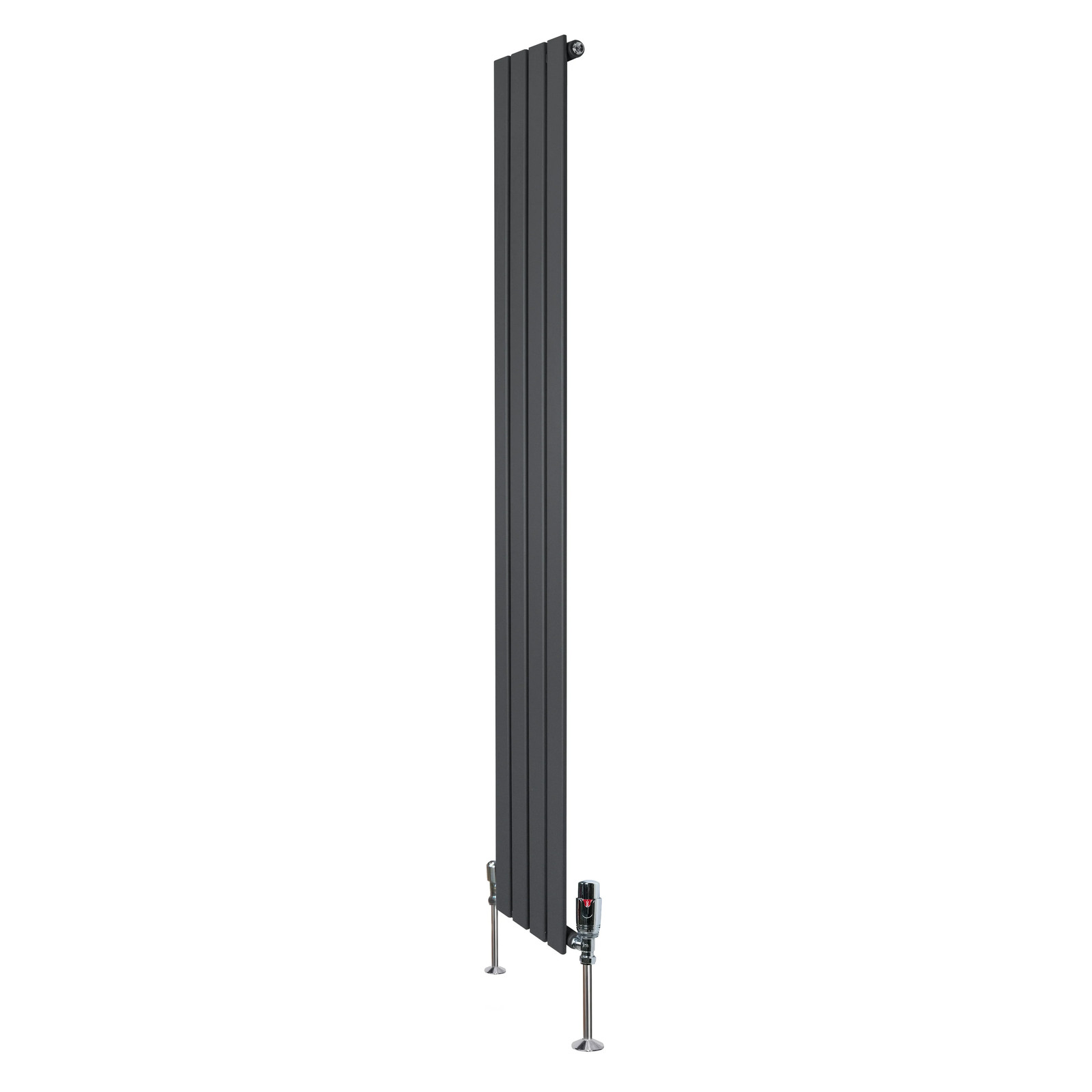 Flat Single Column Radiator 1800mm x 280mm & TRV Chrome Valves