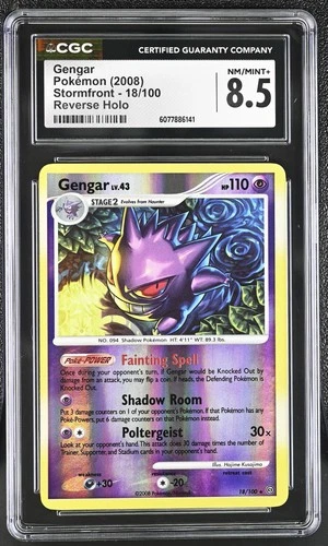 CGC 8.5 Gengar 2008 Stormfront 18/100 Reverse Holo Pokemon Card