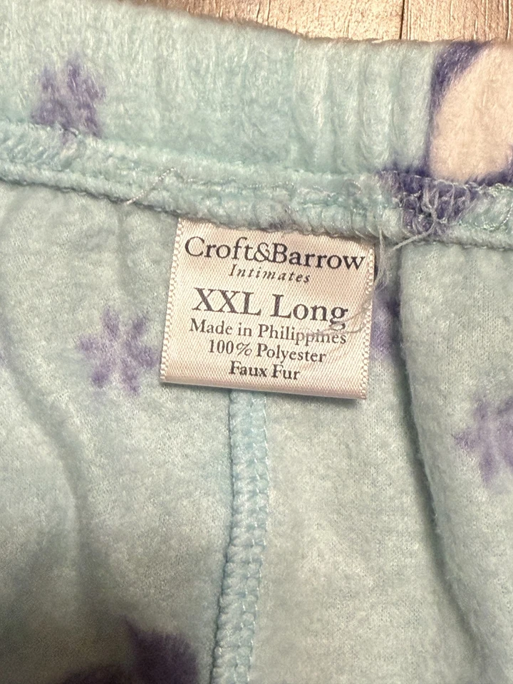 Croft & Barrow Pants Womens XXL Long Blue White Penguins Snow Flakes Sleepwear - Image 4 of 4