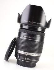 Canon EF-S 18-200mm IS F3.5-5.6 Image Stabilizer Lens & F&R Lens Cap & Hood