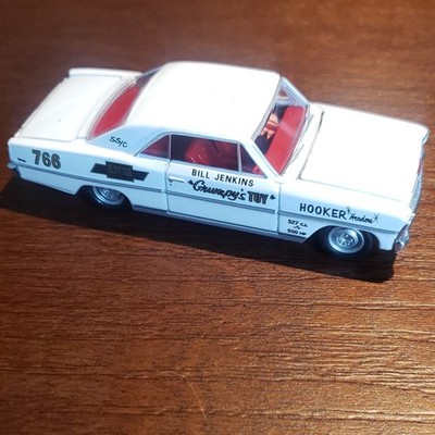 White Red Diecast Car Bill Jenkins Grumpy's Toy Graphics Opening Hood #766