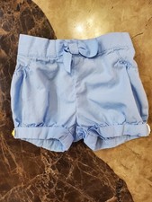 Girls Light Blue Shorts Drawstring Elastic Pockets Adjustable Waist