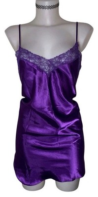 Vtg Victoria s Secret Sz L Gold Label Womens Purple Coquette Grunge Slip Dress
