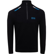 HUGO BOSS Zelchior Pro Black Golf ZIP Knitted jumper Pullover Size L