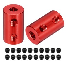 5 Pack Rigid Screw Coupling 4mm - 4mm Coupler L20mm x D12mm Aluminum Alloy Red