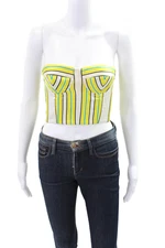 Alexis Womens Sleeveless Zip Striped Corset Top White Size XS