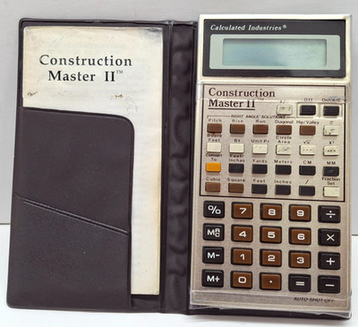Vintage 1988 Construction Master II Calculator Model 3078 with brown case