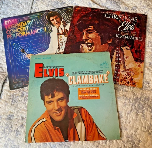 Elvis Presley Lot of 3 Records: Clambake/Christmas/Legendary Concert Performance