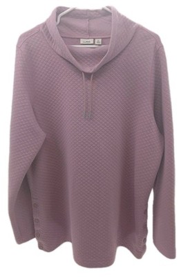 L.L. Bean Sweater Women's XL Purple Quilted Mock Neck Casual Outdoor Pullover 