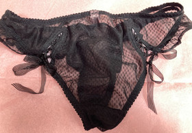 Agent Provocateur COOKIE sheer black briefs L knickers corset laced NEW vintage