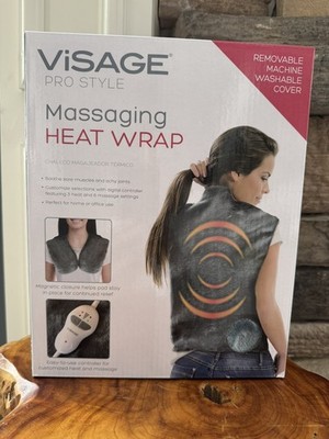 ViSAGE Pro Style Massaging Heat Wrap Neck Shoulders, Upper Back Massage Gray