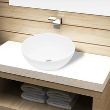 Image of Ceramic Bathroom Sink Basin White Round