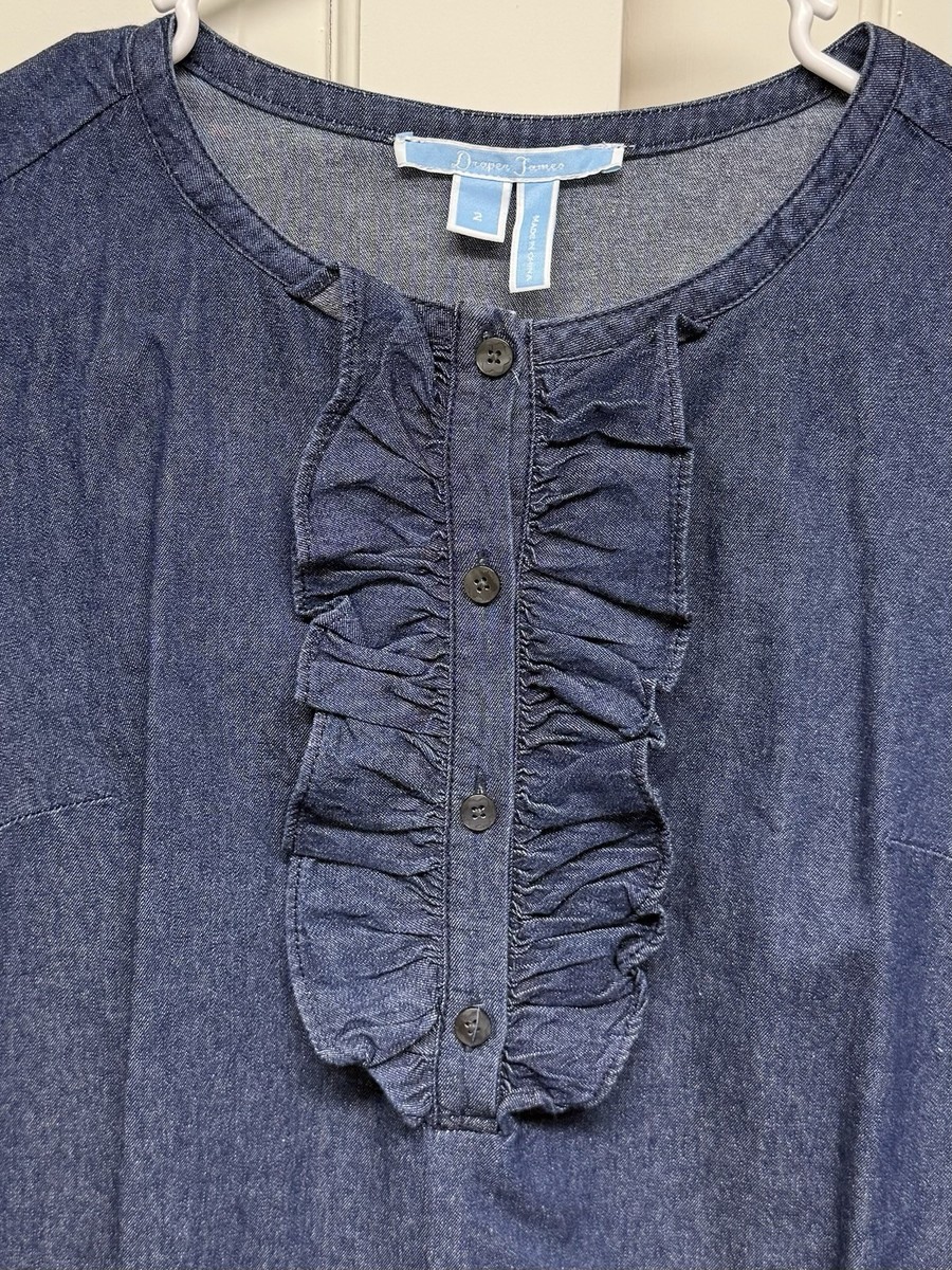 draper james denim shift dress Draper James Women's Denim Shift Dress in Color Dark Wash Blue Size 2