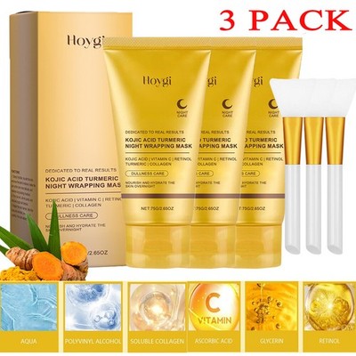 3x Kojic Acid Turmeric Overnight Wrapping Peel Off Mask Nourish Hydrolyz Collage