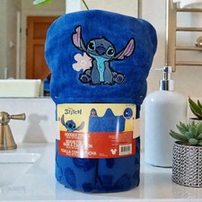New Disney Stitch Hooded Towel 27" x 50" Never Used Stitch Applique Terry Cloth