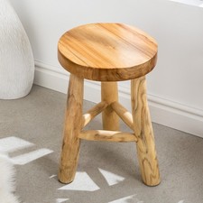 Massivholz Hocker BALI 45cm rund Teak Beistelltisch Sitzhocker Nachttisch Tisch