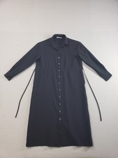 Everlane Women Shirt Dress S Black Collared Long Sleeve Tie Button Up Formal