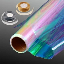 34 in x 50 Ft Iridescent Cellophane Wrap Roll Glitter Tissue Paper with 2 Rib...