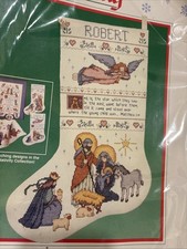 1989 Dimensions Nativity Angel Christmas Stocking Cross Stitch Kit 8386 Avery