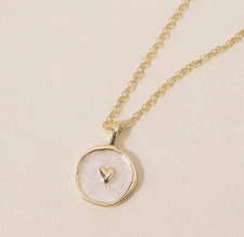 Golden Heart Pendant Necklace Gold & White Women’s Accessories Jewelry