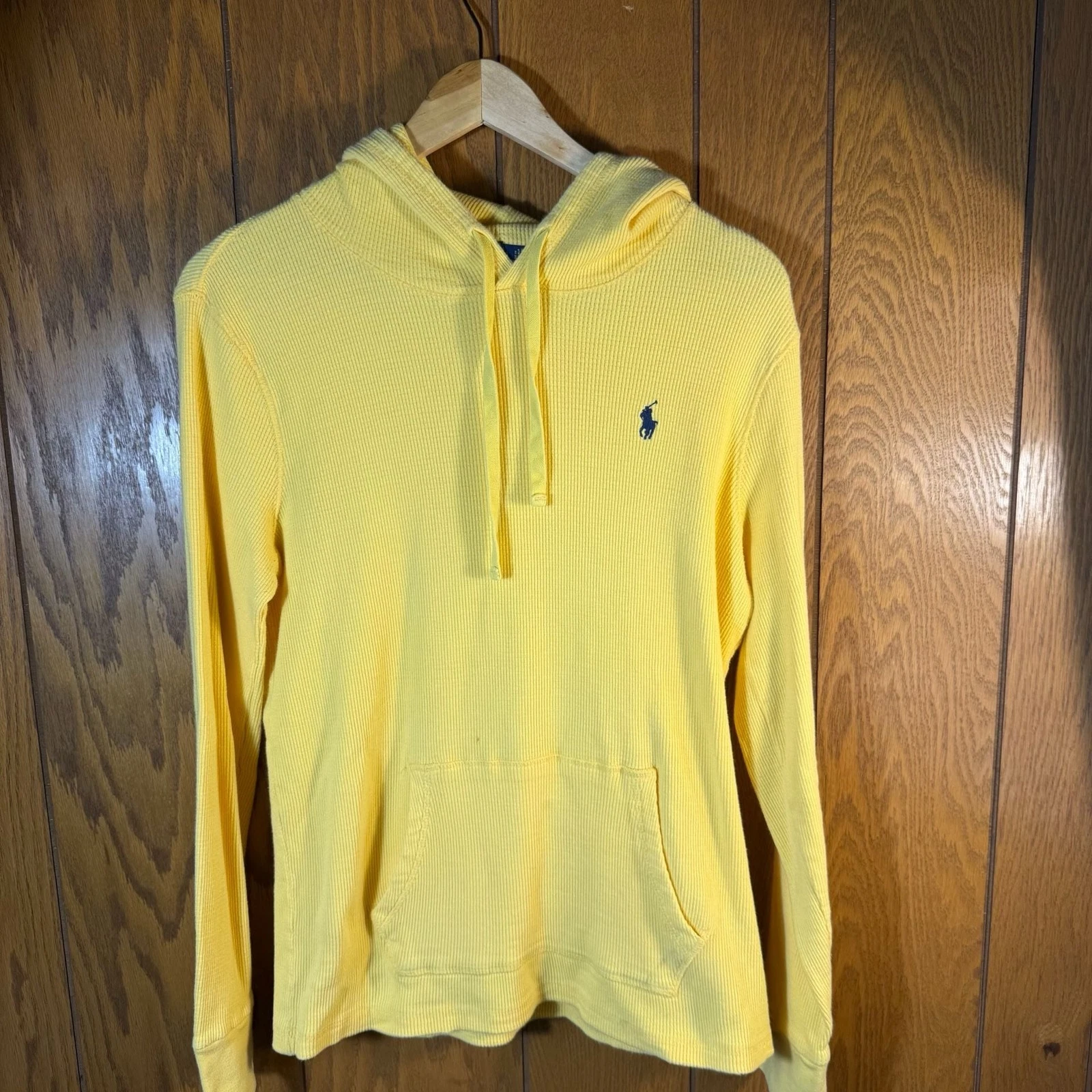 Polo Ralph Lauren Waffle Knit Hoodie Yellow Size Large