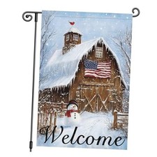 Welcome Winter House Garden Flag 12x18 Inch Double Sided Seasonal Snowman