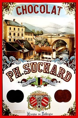   Vintage Swiss Chocolat Suchard Poster - 1920s Design - Retro Home Decor -