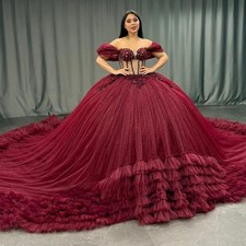 Vendanie Chic Quinceanera Dress Off the Shoulder Rhinestones Tiered Appliques