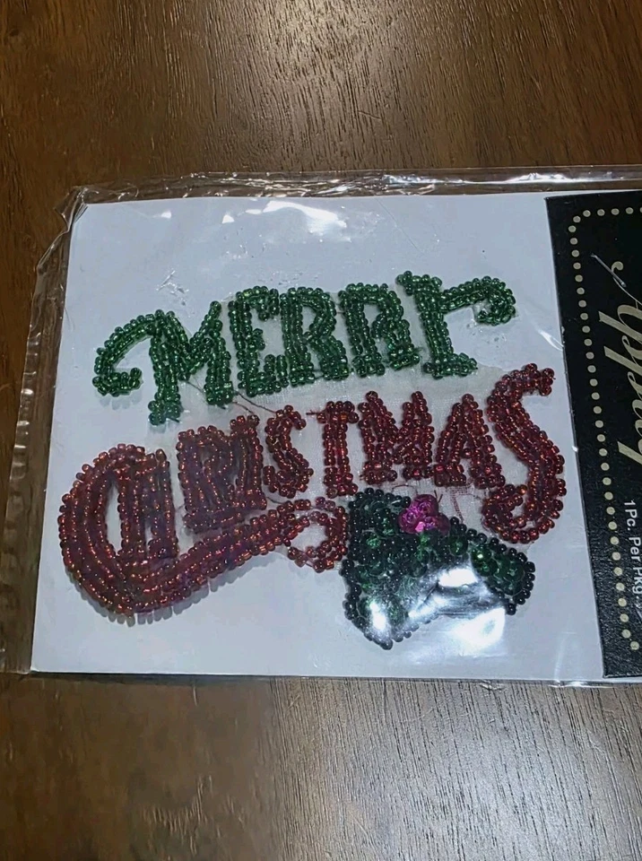 3 APLIQUES DE NAVIDAD VINTAGE DE LENTEJUELAS Y CUENTAS WANG'S NUEVOS.  Foto 2 de 4