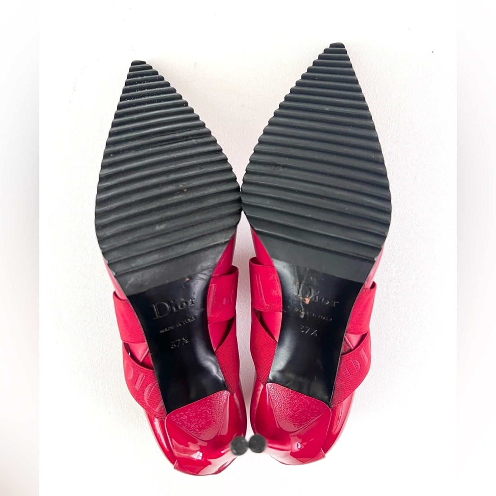 DIOR | Vintage Red Leather Pointed Cross Over Elastic Bandage Pumps EU 37.5 thumbnail 13