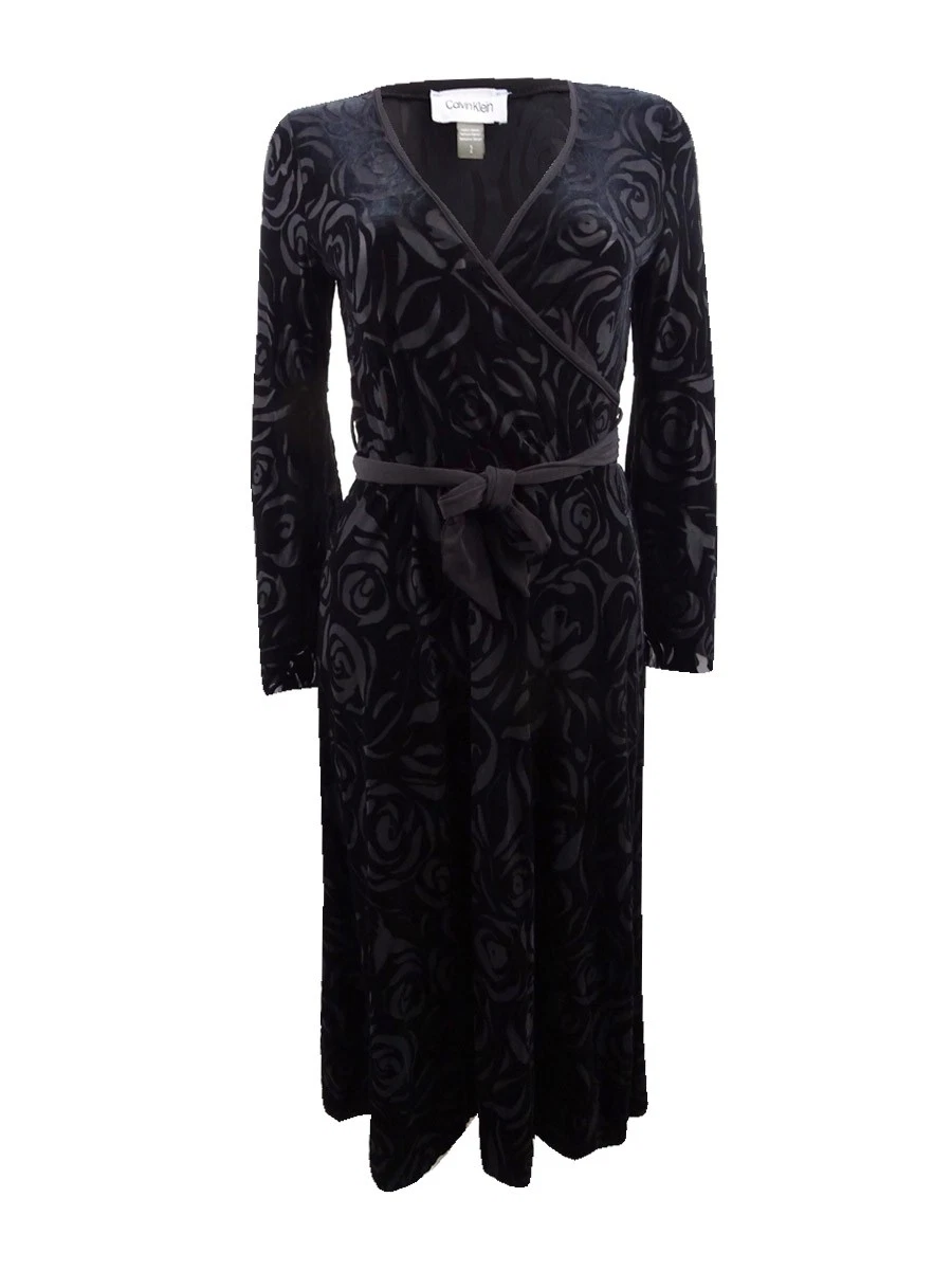 calvin klein women's velvet burnout keyhole ruched dress Calvin Klein Women's Black Velvet Burnout Sheath Dress COUTUREPOINT