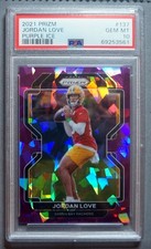 PSA 10 Jordan Love 2021 Panini Prizm Purple Cracked Ice 210/225 Packers #137 SP