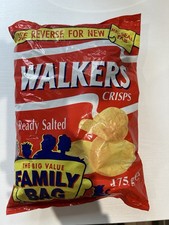 Unopened Walkers Ready Salted Crisp  Packet Family Size 175g BBE 27 SEP 1997