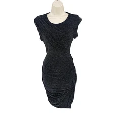 MODA International Event Dress Women Glam Metallic Ruched Bodycon Shimmer Size M