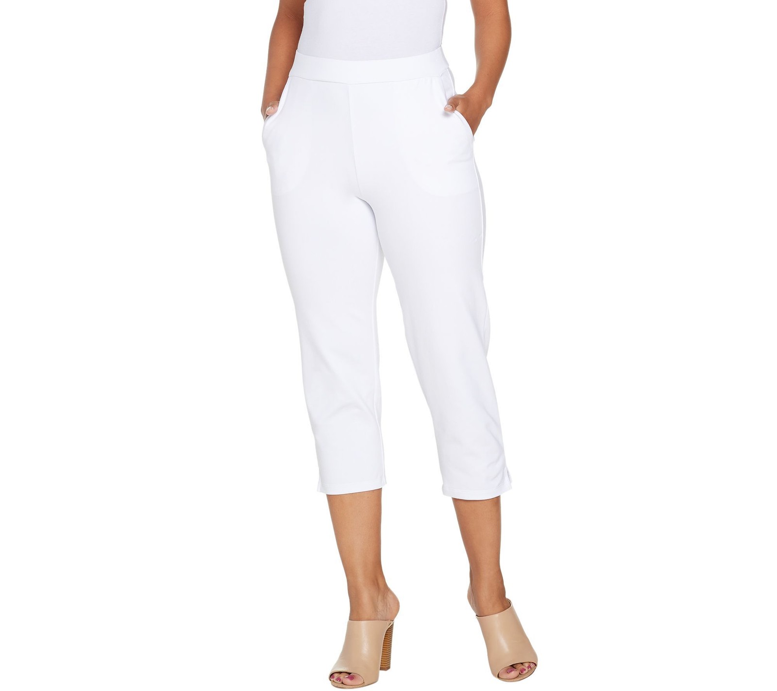 Susan Graver Women's Pants Sz XS Weekend Premium Stretch Pull-On White A302646