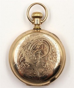 1897 Hampden 11J 16S 10K Gold Over Metal Horse Design Hunter Case Pocket Watch