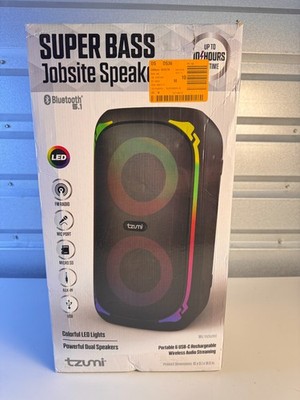 Tzumi Super Bass Jobsite Portable Bluetooth Speaker 9625 USB-C AUX  New