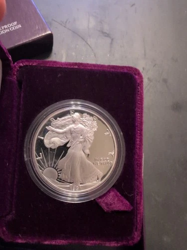 1991-S Proof $1 American Silver Eagle Box, OGP & COA