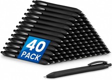 40 Pack Bulk Pens Ballpoint, Retractable Black Ink Pens, No Bleed Medium Point