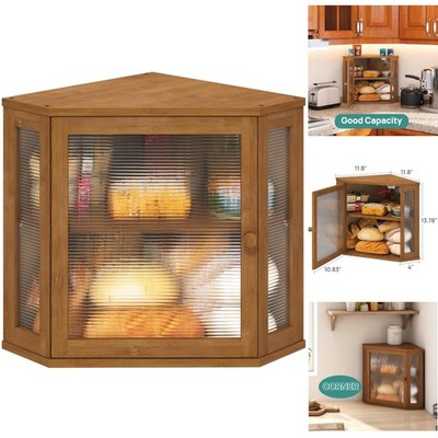 High-Quality Bamboo Bread Box with Wavy Acrylic Door - Space-Saving Design