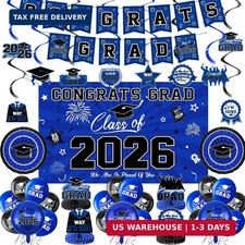 Graduation Decorations 2026-Blue and Black Graduation Party Decorations Supplies