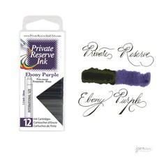 Pk/12 Private Reserve Fountain Pen Ink Cartridges, Ebony Purple