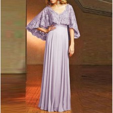 Chiffon A Line Mother Of the Bride Dress Lace Appliques Floor Length for Party