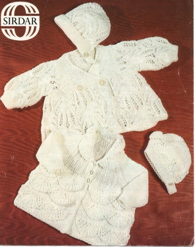 Strickanleitung Kopie 1690.   Baby Strickjacken & Mützen.  16-18" Brustumfang.  DK