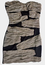 Nikibiki Women's L Black Gray Bodycon Strapless Mini Bandage Dress New w/Tags