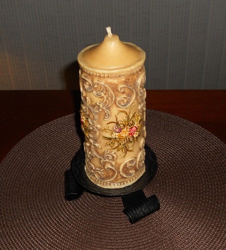 CANDELA COLONNA FLOREALE SCOLPITA SCOLPITA A MANO VINTAGE TEDESCA ULTE WACH KUNTURE con SUPPORTO - Foto 9 di 11
